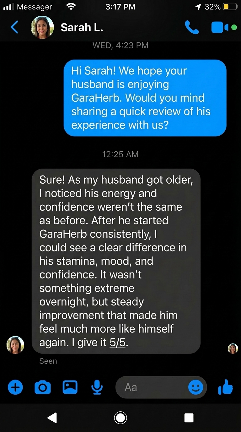 Sarah L. – Boston, USA: My husband thought slowing down was just part of aging. After focusing on better wellness support, I noticed a positive change before he did.